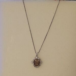 Amythest Ice Crystal 18" Silver Neclkace